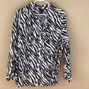 Lane Bryant cotton zebra animal print blouse Sz 22